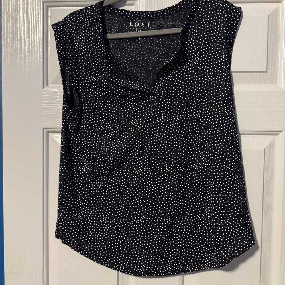 LOFT Black and White Polka Dot Women's Sleeveless Top